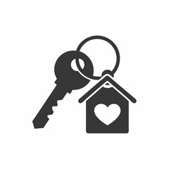Real Estate Key and House Logo Vector Love Home Symbol for Property Agents