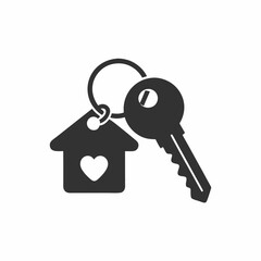 Real Estate Key and House Logo Vector Love Home Symbol for Property Agents