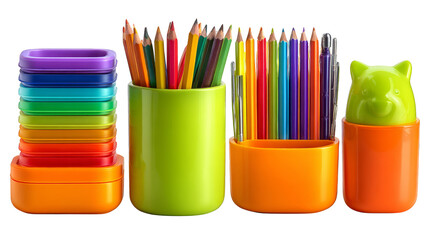 Colorful pencils and pens arranged for artistic inspiration creative drawing