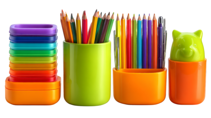 Colorful pencils and pens arranged for artistic inspiration creative drawing