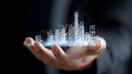 Hand Holding Digital cityscape