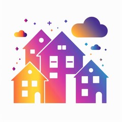 Fototapeta premium Colorful houses in a whimsical cityscape