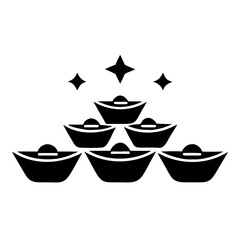 Yuan Bao Ingot Stack Icon, Symbolic of Wealth and Prosperity for Lunar New Year Graphics, Asian Culture Education, and Financial Blogs