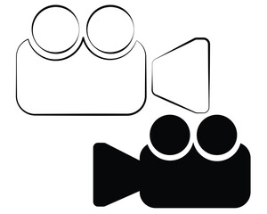 Photo camera icons set. Photography symbol.  Video camera vector icon. Photographing sign. Isolated raster illustration on white background. Movie Sign. Cinema, eps10