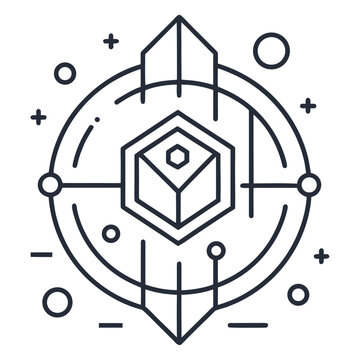 Minimalist Line Art Icon of Code Symbol &ndash; Futuristic Tech Flat Vector Design