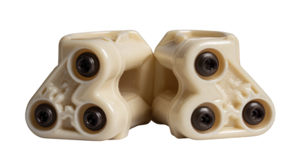 Expressive brown animal head sculptures, a captivating display of artistic form intriguing