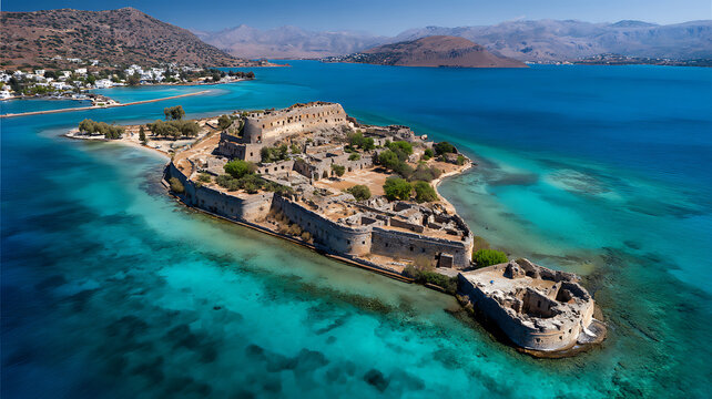 Spinalonga Island Aerial View &ndash; Crete, Greece 