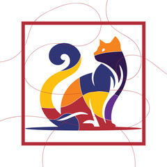 abstract image with colorful cat shape for wall decoration vector illustration
