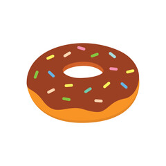 Tasty donut flat vector illustration on white background.