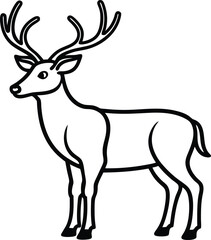 Reindeer line art vector illustration simple design