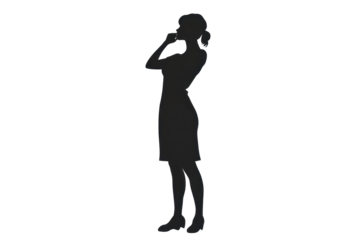 Woman nodding while standingvector illustration isoleted on white background in silhouette .