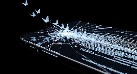Broken Phone with Butterfly Dreams: Tech Meets Transformation (AI Generated)