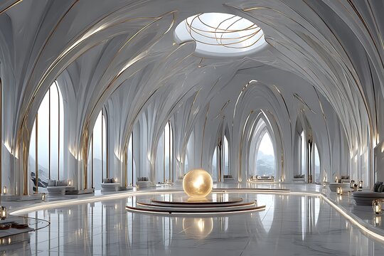 Celestial space temple with reflective floor high resolution picture