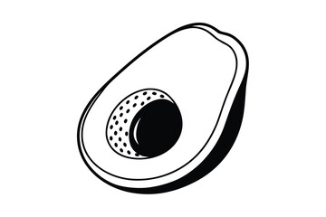 Avocado Half With Seed Flat Vector No Text