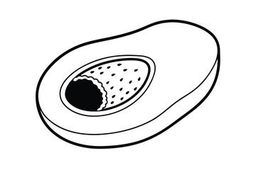 Avocado Half With Seed Flat Vector No Text