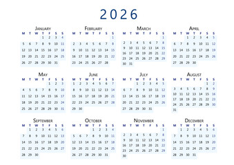 Calendar For 2026 In Progress In A Minimalist Style