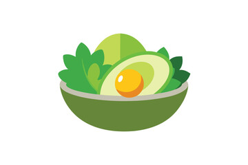 Avocado And Egg Salad In A Ceramic Bowl With Herbs