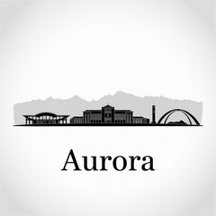 Obraz premium Aurora Skyline Silhouette - Mountain-City in Colorado Vector Illustration