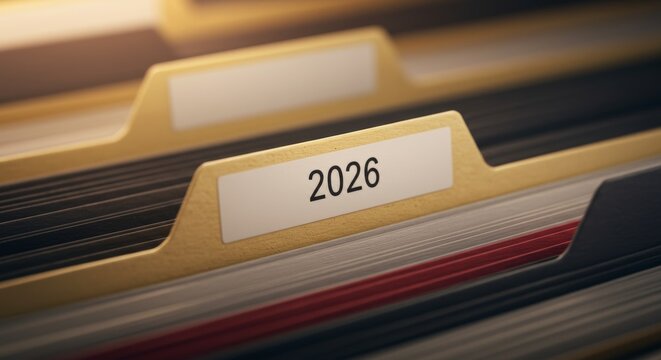 Organized file system focusing on the year 2026, future business planning