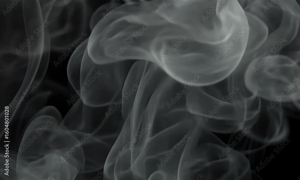 Poster abstract white smoke wisps flowing against black background creating ethereal textures and dynamic s
