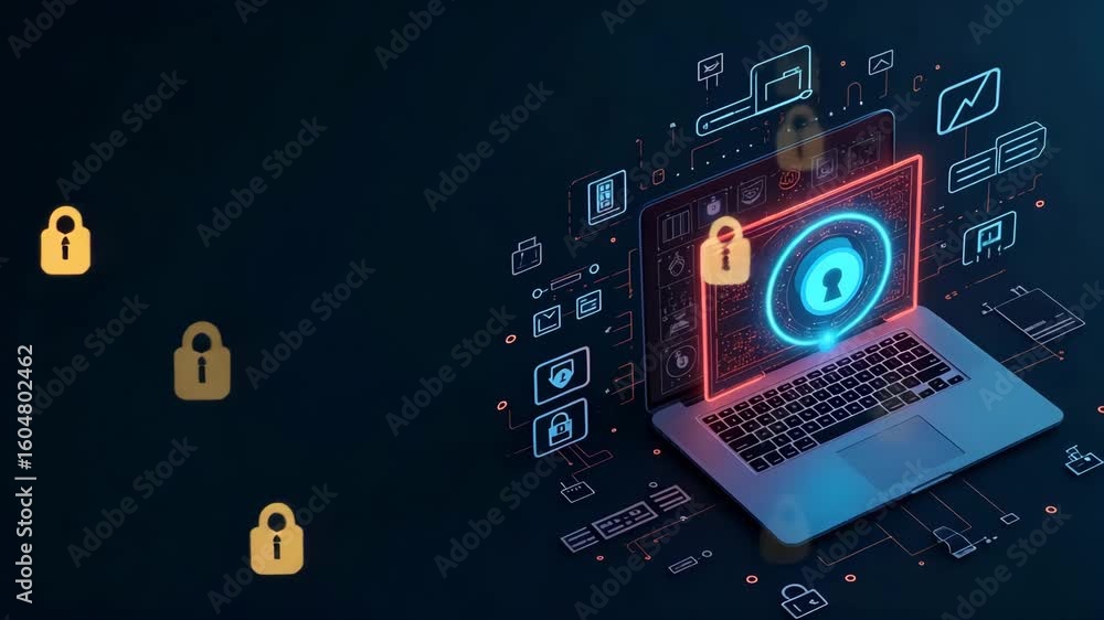 Poster high resolution ransomware defense visuals: proactive threat mitigation, advanced decryption protoco