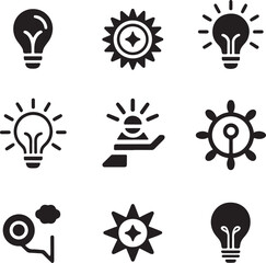 Business Silhouette Lightbulb Icon Set