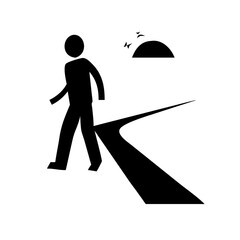 Obraz premium Silhouette of Lonely Man Walking into Horizon at Golden Hour