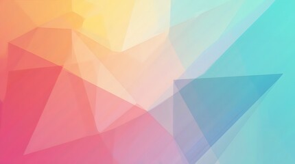 A vibrant abstract background with a colorful low poly or polygon pattern. A modern geometric design with shades of pink, yellow, orange, and blue for a creative backdrop.