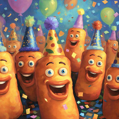 Happy French Fries Party Characters Generative AI