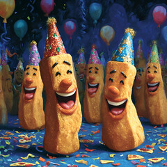 Happy French Fries Party Characters Generative AI