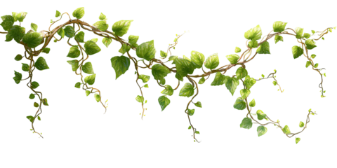 Hanging green vine with detailed leaves