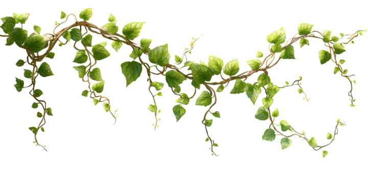 Hanging green vine with detailed leaves