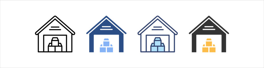 Warehouse Icon Set Multiple Style Collection