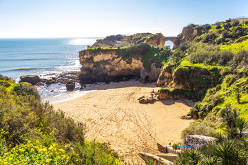 View of Caldeira Beach (Praia da Caldeira) in Lagos, Algarve, Portugal