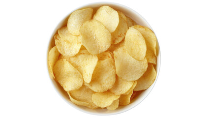 Crispy potato chips in a white bowl
