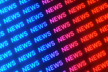 Neon blue and pink news text pattern glowing