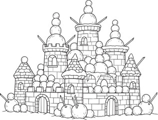 Majestic snow castle with playful snowmen winter fantasy