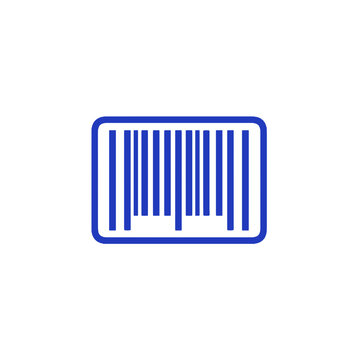 Blue barcode icon in flat design,  transparent background.  