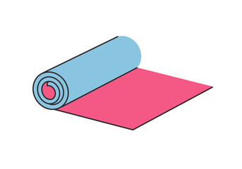 Rolled Up Light Blue and Pink Fabric or Material Illustration.