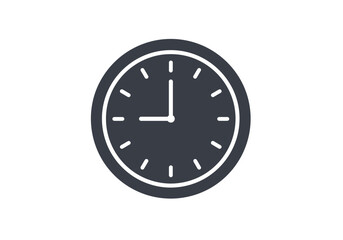 Simple Dark Gray Analog Clock Icon Showing Time Minimalist Design Clean Lines White Markers.