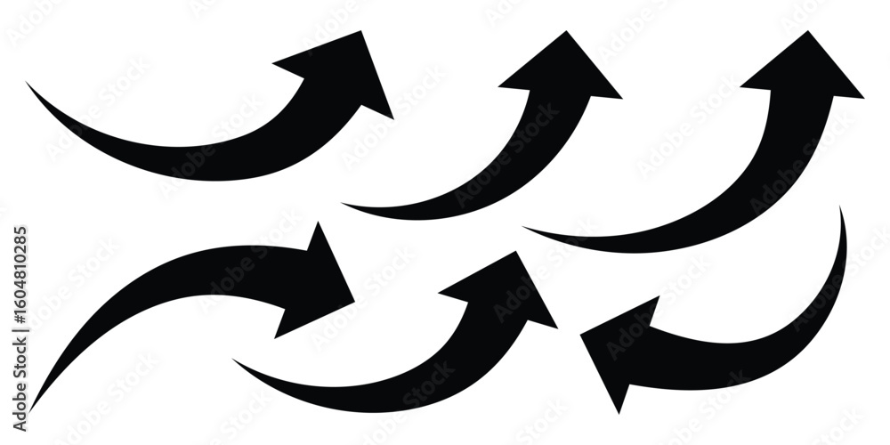 Aufkleber curved arrow icons. curved directional arrow set. arrow symbol collection. pointer back. vector illu