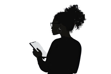 Woman planning weekly tasksvector illustration isoleted on white background in silhouette .