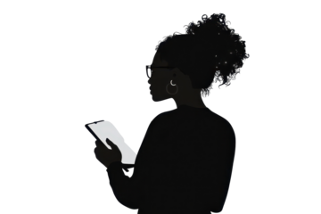 Woman planning weekly tasksvector illustration isoleted on white background in silhouette .