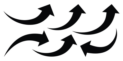 Curved arrow icons. Curved directional arrow set. Arrow symbol collection. Pointer back. Vector illustrator