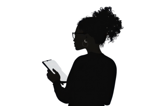 Woman planning weekly tasksvector illustration isoleted on white background in silhouette .