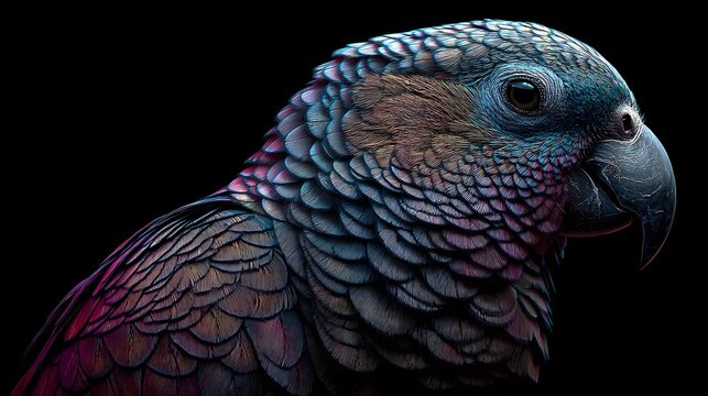 Majestic Parrot Portrait Striking Feathers and Intense Gaze Beautiful Plumage and Captivating Eye Contact Bird Photography
