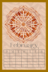 Vertical Perpetual Calendar Template with Exclusive Illustration - 11x16.5 inches Undated Monthly Layout
