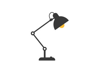 Modern Black Desk Lamp with Adjustable Arm and Yellow Light.