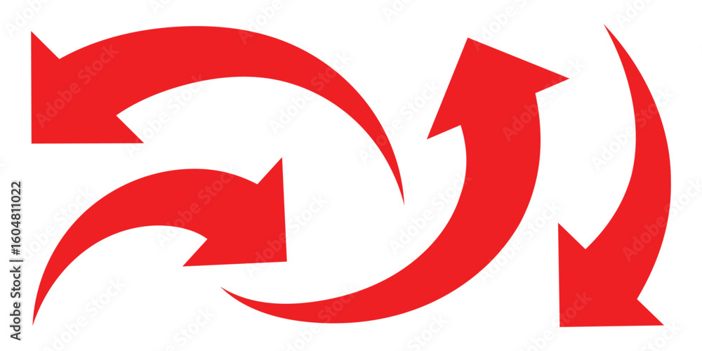 Poster curved directional arrow set. arrow sign. curved or arch arrow icon. arrow symbol collection. simple