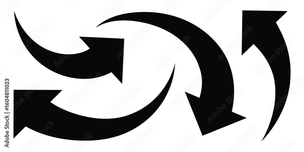 Poster curved arrow icons. curved directional arrow set. arrow symbol collection. pointer back. vector illu